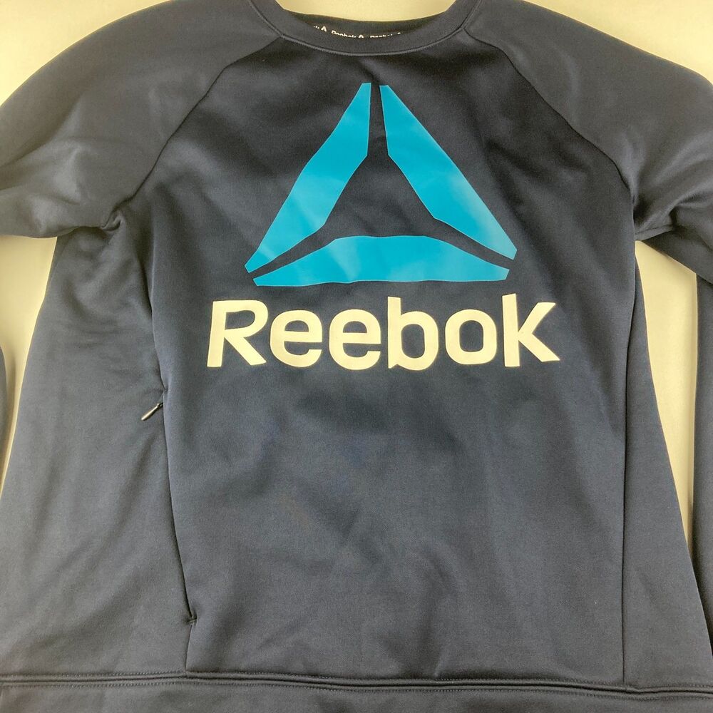 Reebok Boys XL 14/16 Navy Blue Logo Fleece Crewneck Sweatshirt Pullover